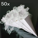 50 x White Cones Confetti Boxes  for Wedding Birthday Graduation Party