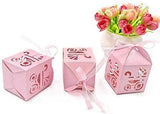 48 x Pink Baby pram Pearly Paper Sweets Favour Boxes for Girl Baby Shower, Birthday Party