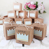 50 x Kleine Prinzen-Geschenkboxen aus Kraftpapier zur Babyparty für Jungengeburtstag, Taufe, Taufe