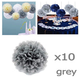 10 x 10 inch 25 cm tissue pompoms decorations birthday grey flower balls