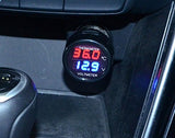 2 in 1 car truck bus voltmeter & thermometer display, 12v 24v battery voltage temperature meter