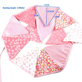 3.5m 12 ft Pink party bunting triangle flag cloth banner