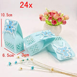 24 x Boîte à dragées bleue pour baby shower, boîte à bonbons pour bébé garçon, fête d'anniversaire, baptême