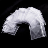 50x White organza bags party bags confetti bags small gift bags 12x9 cm