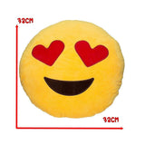 2 x Stuffed plush Emoji cushion blow kiss + Emoji cushion love heart eyes, 32cm 12" Emoji pillow