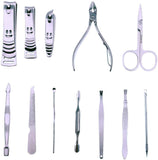 12 x Nagelknipser-Maniküre-Pediküre-Set aus Edelstahl mit tragbarem Reiseetui