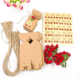 50 x Geschenkboxen aus Kraftpapier + Juteschnur + Blumen + Aufkleber, Hochzeit, Geburtstag, Weihnachten, Babyparty