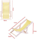 4x Mini wooden dolls house furniture accessories deck chair dolls beach chair for indoor outdoor