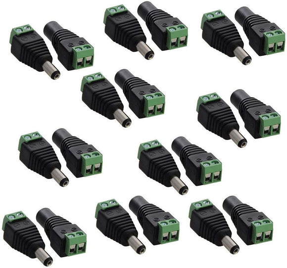 10 pairs 5.5mm x 2.1mm 12V DC Power Male & Female Jack Connector Plug Adapter