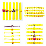 28 Emoji slap bracelet rubber emoticon band silicone wristband for kids children birthday gift party