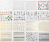 Autocollants pour ongles 3D, 32 feuilles, fleur de noël, or, noir, blanc, décorations artistiques, accessoire de fête