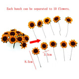 100x Yellow Little Paper Artificial Sunflowers with Iron stem DIY Project Wedding Favour Decoration