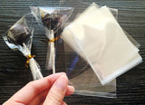200 Clear rectangle sweet bags with ties cellophane party treat bags for sweets snacks confetti