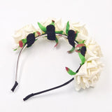 Wedding flower girl bridesmaid bride rose flower tiara headband children and adult hairband, white