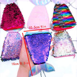 6 x Mermaid Tail Sequins Coin Purse with Strap for Young Girls Birthday Party Favours Thank You Gift