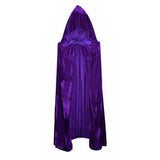 Men women purple hooded cloak long velvet cape with hood robe Halloween costume party witch costume