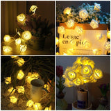 2m 6.6ft 20 LED Rose Flower String Light Battery Operated Fairy Light Wedding Party Valentine's Day