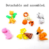 32 Detachable mini rubber animal toy  pencil eraser set