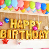 Gold letters Happy Birthday foil balloons, happy birthday banner bunting decoration supply accessory