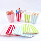 48 Stripe multicolore small paper popcorn treat boxes cups buckets kids birthday party favours box