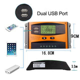 30A 12V/24V Intelligent solar panel charge controller LCD display & USB port, overcurrent protection