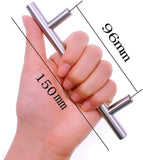 10 x Stainless Steel Kitchen Cupboard Door Handle 96mm Hole spacing, Brushed Steel T bar Handle