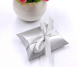 50 x silberne Kissen, Party-Geschenkboxen für Hochzeiten, Geschenkbox für Süßigkeiten, Konfetti, Schmuck, Mitgebsel