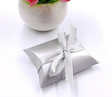 50 x Silver Pillow, Party Wedding Favour Boxes Gift Box for Sweets Confetti Jewelry Party Bags