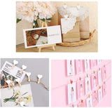 100 x Mini Wooden White Heart pegs 3cm + Jute Twine String 30m, Wedding Party Photo Card Decoration