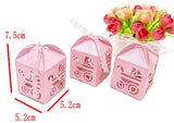 48 x Pink Baby pram Pearly Paper Sweets Favour Boxes for Girl Baby Shower, Birthday Party