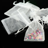 50x White organza party small gift bags 7x9 cm for candy small jewelry beads