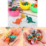 24 Dinosaurier-Eier mit kleinem Gummi-Dinosaurier-Spielzeug, Mini-Radiergummi für Kinder, Partys, Kinderfüller, Geschenk