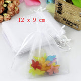 50x White organza bags party bags confetti bags small gift bags 12x9 cm