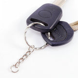 100 x porte-clés en métal fendu 25 mm avec chaîne à maillons + mini anneaux de saut ouverts pour le travail en voiture et en maison