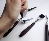 5 Piece Set of Stainless Steel Palette Knives with Wooden Handles Oil Painting