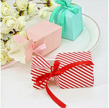 50 x Boîte en papier blanc à rayures rouges pour mariage, fête prénatale, baptême, bonbons