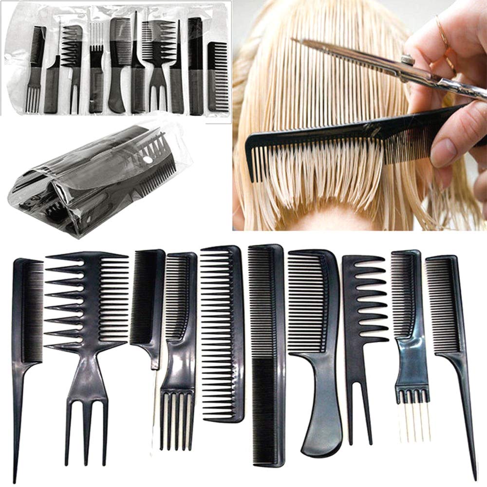 10x Professional Salon Comb Set Anti-static Hair Styling Hairdressing Combs+4x Hair Clips Salon
