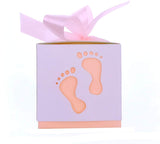 50 x rosa Fußabdruckpapier-Geschenkboxen für Babypartys, Mädchen, Babyparty, Geburtstagsfeier, Taufe, Party