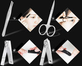 12 x Stainless steel nail clippers manicure pedicure set with portable travel case