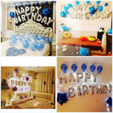 Sliver letters Happy Birthday foil balloons banner bunting for children adult party decoration