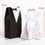 100 pièces (50 paires) carte de conception de robe de mariée de mariage couple de mariée une boîte-cadeau boîte de chocolat