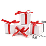 50 Blank white wedding birthday paper sweet boxes with red ribbons
