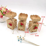 50 x Kraft favour boxes + jute string + flowers + stickers, wedding birthday Christmas baby shower