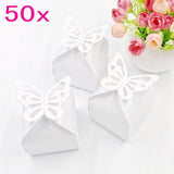 50x Pearly white butterfly party wedding boxes gift box