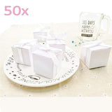 50 Blank white wedding favour boxes with ribbons paper sweets box for wedding birthday