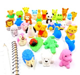 32 Detachable mini rubber animal toy  pencil eraser set