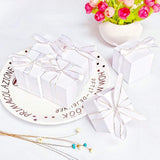 50 Blank white birthday party wedding boxes with filigree ribbons paper