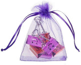 50 x Purple Organza Party Favour Bags Confetti Sweets Bag 12x9 cm Small Drawstring Bags for Wedding