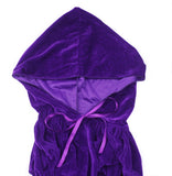 Men women purple hooded cloak long velvet cape with hood robe Halloween costume party witch costume