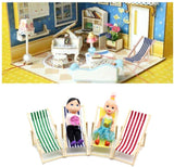 4x Mini wooden dolls house furniture accessories deck chair dolls beach chair for indoor outdoor